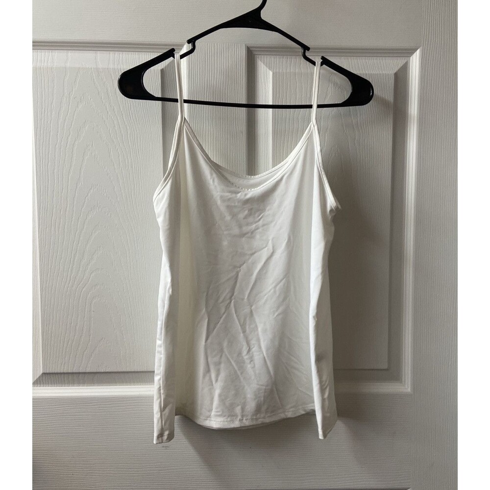 Turkmanistan White Basic Womens Medium Strappy Cami Top in White Knit